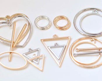 Anti Tarnish Circle Heart Triangle Oval Bar Geometric Charms Pendants