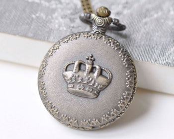 Antique Bronze Large Round Pocket Watch Pendant Set of 1 A4855