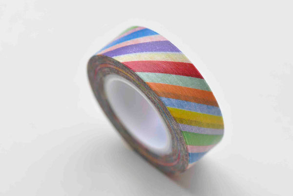 Colourful Stripes Deco Washi Tape 15mm Wide x 10M Roll A12938