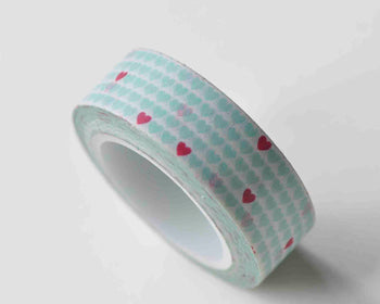 Heart Adhesive Masking Washi Tape 15mm Wide x 10M Roll A12950
