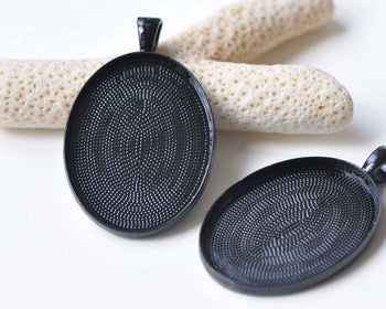 10 pcs Black Pendant Tray Base Settings Match 30x40mm Cabochon A3419
