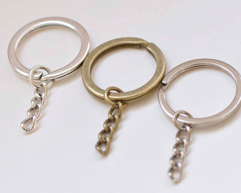 10 pcs Simple Keychain Fob Key Ring Antique Bronze/Silver/Platinum