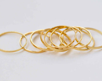 50 pcs Gold Tone Brass Seamless Rings 14mm 25 Gauge A3511