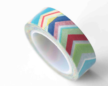 Colorful Chevron Adhesive Washi Tape 15mm Wide x 10M Roll A12988