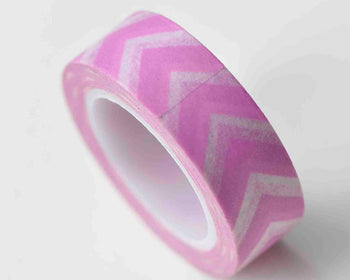 Pink Chevron Adhesive Washi Tape 15mm Wide x 10M Roll A12992