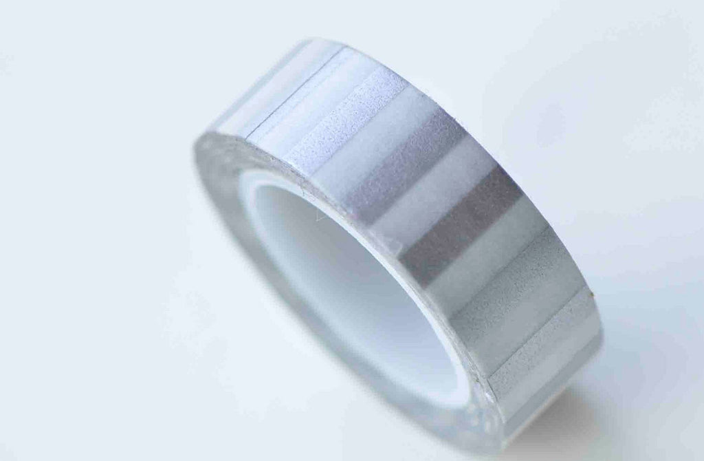 Silver Stripe Washi Tape Semi Transparent Tape 15mm x 10M A13031