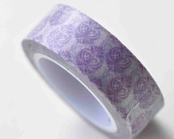 Purple Flowers Washi Tape Decorative Tape 15mm x 10M A13054