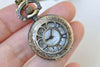 1 PC Antique Bronze Cut Out Flower Pocket Watch Necklace 27mm A426
