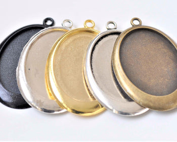 Oval Pendant Tray Base Settings Match 30x40mm Cabochon Set of 6