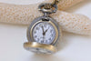 1 PC Antique Bronze White Enamel Flower Small Pocket Watch Necklace 27mm A3707