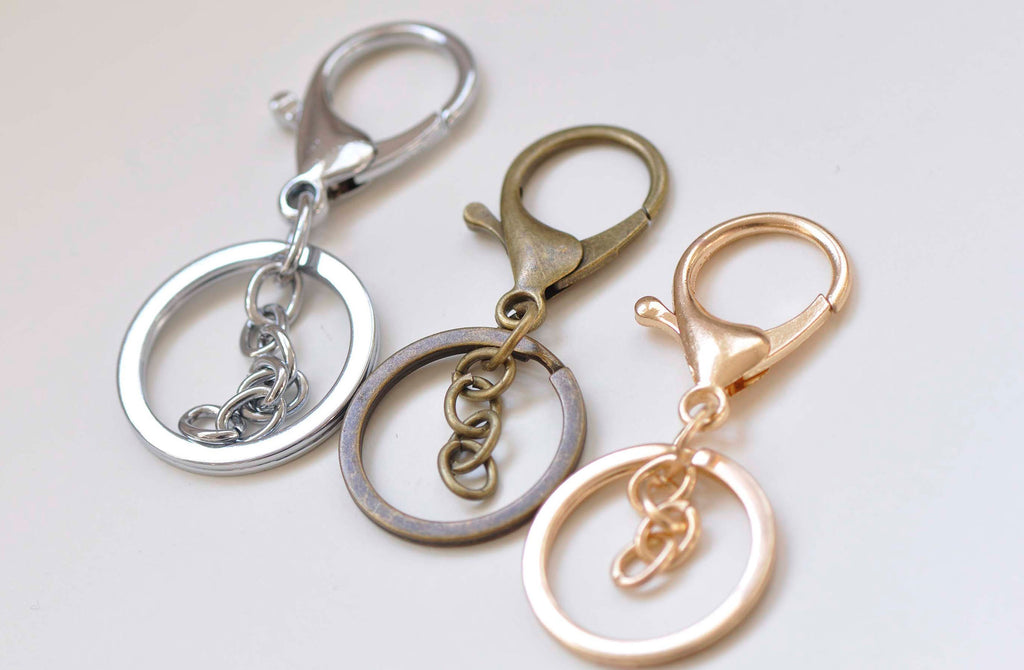 VeryCharms 10 Pcs Keychain Key Ring Clasps Antique Bronze/Light Gold/Rhodium Silvery Gray A1159