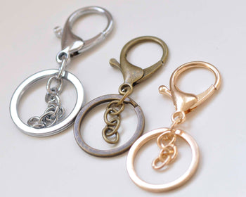 10 pcs Keychain Key Ring Clasps Antique Bronze/Light Gold/Rhodium