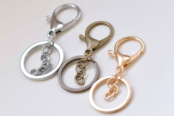 10 pcs Keychain Key Ring Clasps Antique Bronze/Light Gold/Rhodium