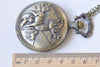 1 PC Antique Bronze Large Reindeer Pocket Watch Necklace 47mm A4149