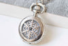 1 PC Platinum Small Snowflake Cover Pocket Watch Necklace 27mm A2194