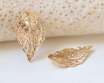 10 pcs 24K Champagne Gold Plated Curved Leaf Charms  10x17mm A2983