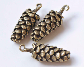 Antique Bronze 3D Large Pinecones Charm Pendants Set of 4 A4585