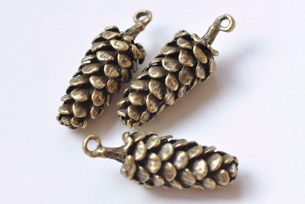 Antique Bronze 3D Large Pinecones Charm Pendants Set of 4 A4585