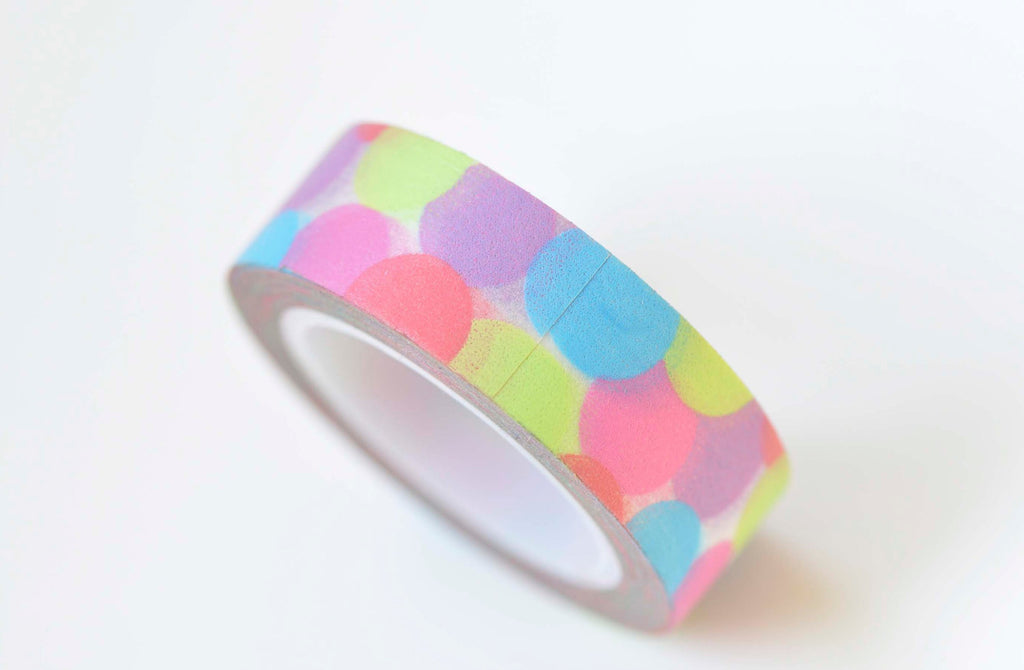 Cute Colorful Polka Dots Paper Tape 15mm Wide x 10M Roll A13196