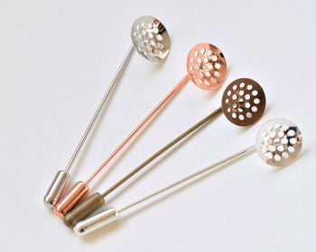 10 Sets Stick Pin Clutch Brooch Multiple Hole Bezel Cup Size 12mm