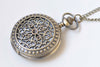 Antique Bronze Floral Pocket Watch Necklace Set of 1 A2163