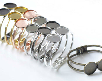 1 PC Double Bezel Bracelet DIY Cuff Bangle