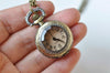 1 PC Antique Bronze Faceted Clear/Brown Pocket Watch Necklace
