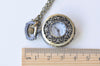 1 PC Antique Bronze Small Pocket Watch Necklace A6637