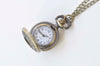 1 PC Antique Bronze Small Pocket Watch Necklace A6637