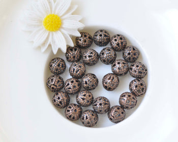 100 pcs Antique Copper Filigree Ball Spacer Beads