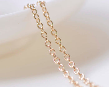 6.6ft (2m) 24K Champagne Gold Oval Cable Chain Link 2mm A2382
