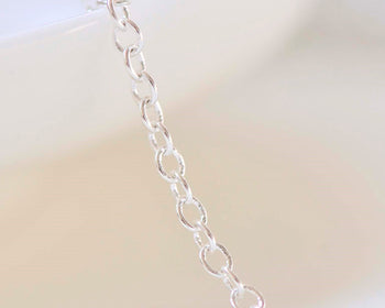 16ft (5m) Shiny Silver Plated Oval Cable Chain Soldered Links 2mm A5475