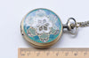 1 PC Antique Bronze Enamel Flower Large Pocket Watch Necklace 47mm