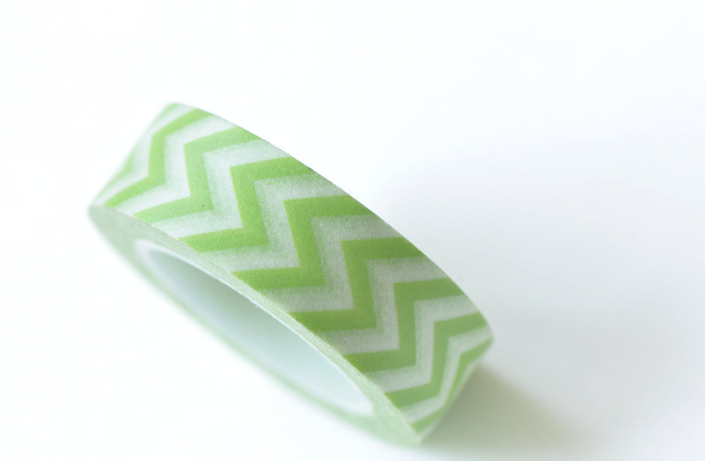 Green Chevron Wave Washi Tape 15mm Wide x 10m Roll A13254