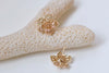 6 pcs 24K Champagne Gold Flower Ear Studs Posts With Back Loop A5186
