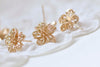 6 pcs 24K Champagne Gold Flower Ear Studs Posts With Back Loop A5186