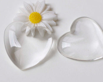 20 pcs of Crystal Glass Cabochon Heart Shaped Cameo 24x25mm A3052
