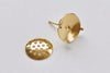 10 Pairs Gold Perforated Sieve Earring Post A6185