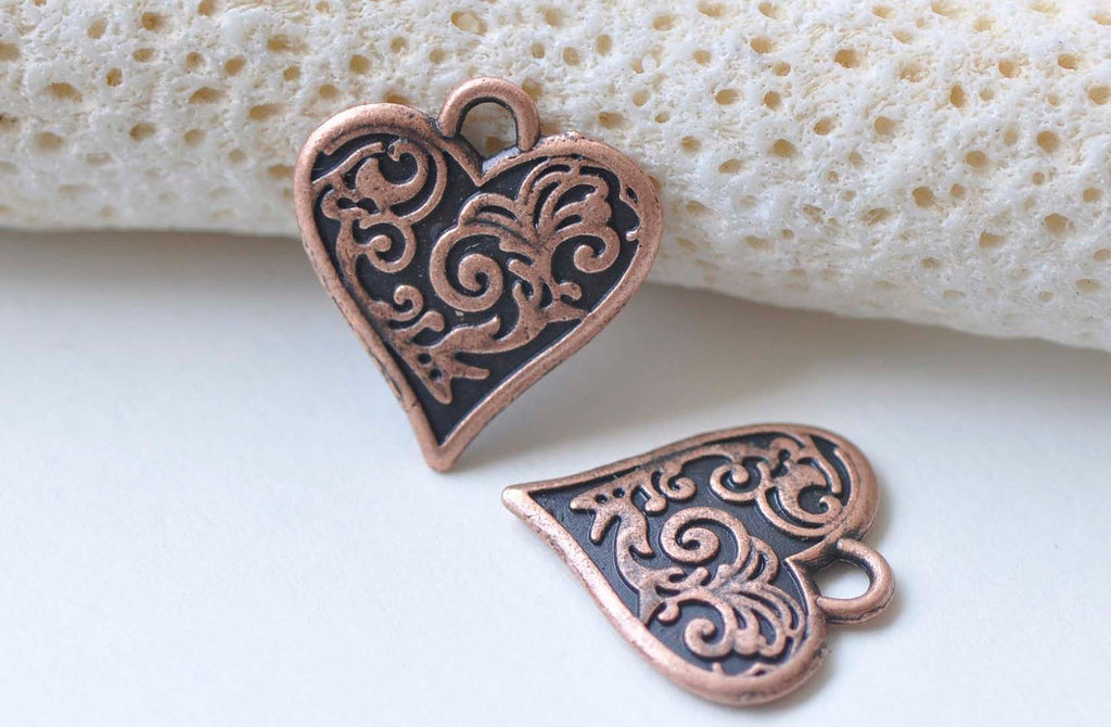 20 pcs Antique Copper Small Heart Charms 15x16mm A1717