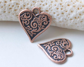 20 pcs Antique Copper Small Heart Charms 15x16mm A1717