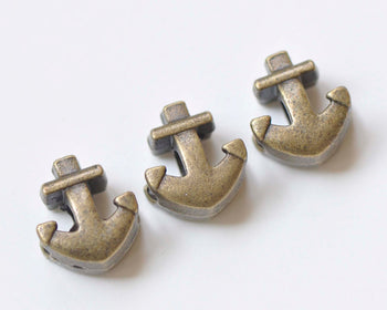 30 pcs Antique Bronze Anchor Spacer Beads 12x13mm A3542