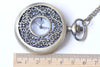 Antique Bronze Large Filigree Round Pocket Watch Necklace Set of 1 A470