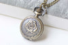 Antique Bronze Rose Flower Small Pocket Watch Necklace 27mm/47mm