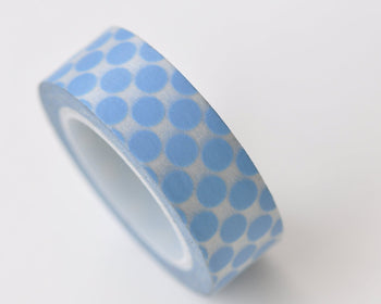 Lovely Blue Polka Dots Adhesive Washi Tape 15mm Wide x 10M Roll A13316