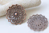 10 pcs Antique Bronze/Silver/Copper Flower Charms Pendants 31.5mm