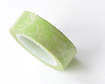 Retro Green Flower Washi Tape Planner Tape 15mm x 10M Roll A13358