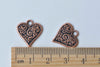 20 pcs Antique Copper Small Heart Charms 15x16mm A1717