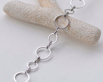 3.3 ft (1m) Silvery Gray Boho Round Circle Loops Chain Necklace A7356