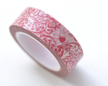 Red Flower Adhesive Washi Tape 15mm Wide x 10M Roll A12658