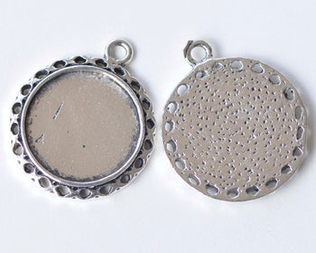 10 pcs Pendant Tray Blank Antique Silver 15mm Base Settings A1965